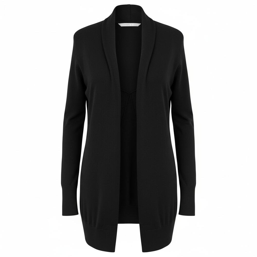 Athleta Spirit Cardigan Small Black Cotton Cashmere Ribbed Back Open Wrap 921631